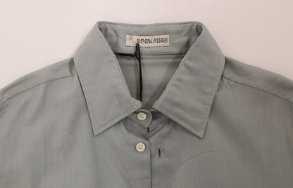  Gray casual button-front shirt made in Italy from 100% cotton