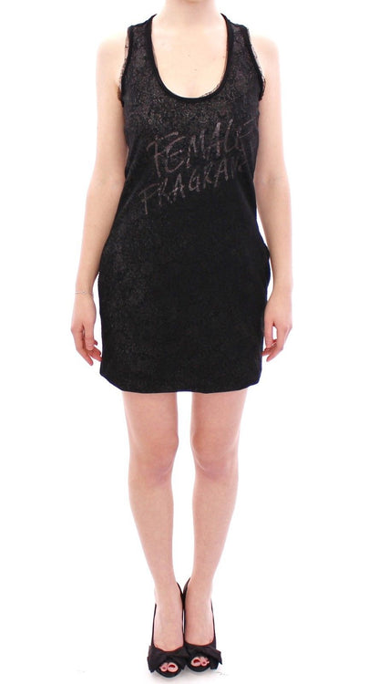 Exquisite black lace detail mini dress with stretch-lined fabric 