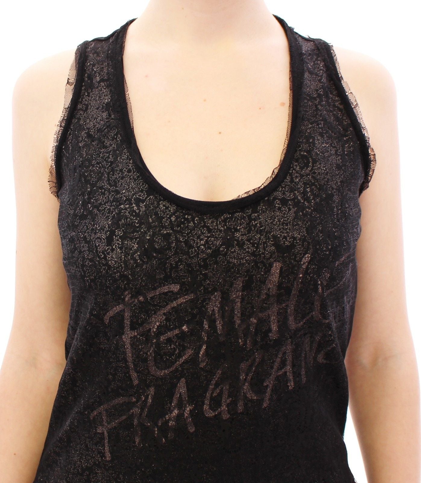 Graceful black nylon lace mini dress with Italian craftsmanship 