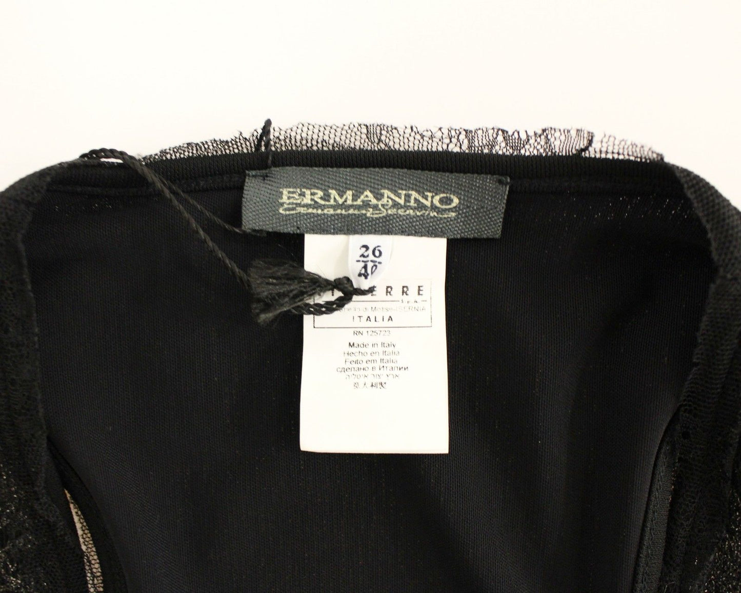  Stunning black stretch motive mini dress with exquisite lace detailing