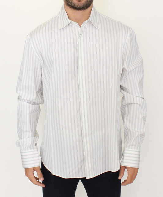 Ermanno Scervino Elegant Striped Cotton Casual Shirt in White