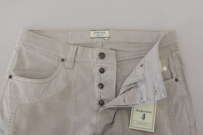 Jeckerson Gray Cotton Tapered Men Casual Pants