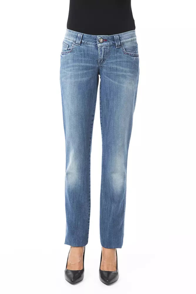 Exquisitely crafted regular fit blue cotton women jeans by BYBLOS