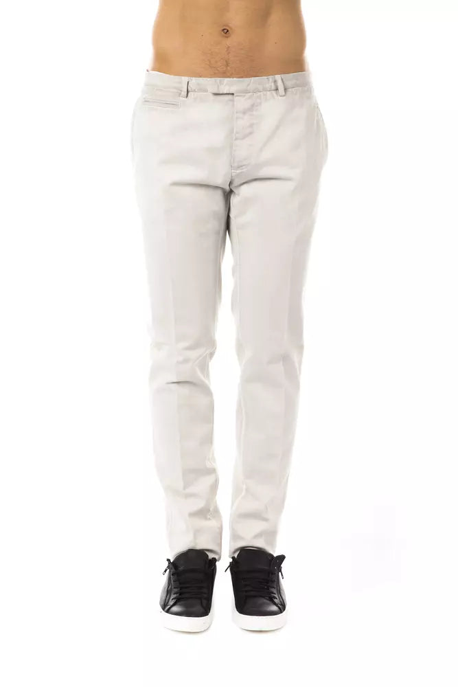 Sleek gray cotton men's casual fit pants from Uominitaliani