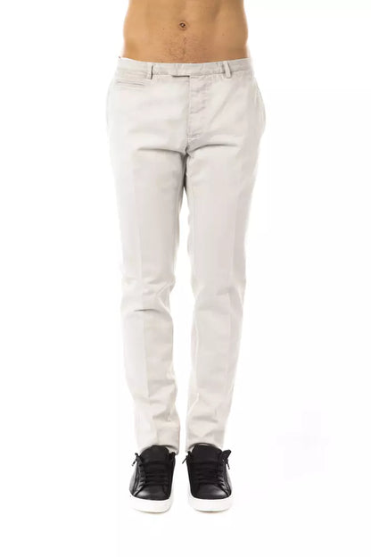 Sleek gray cotton men's casual fit pants from Uominitaliani
