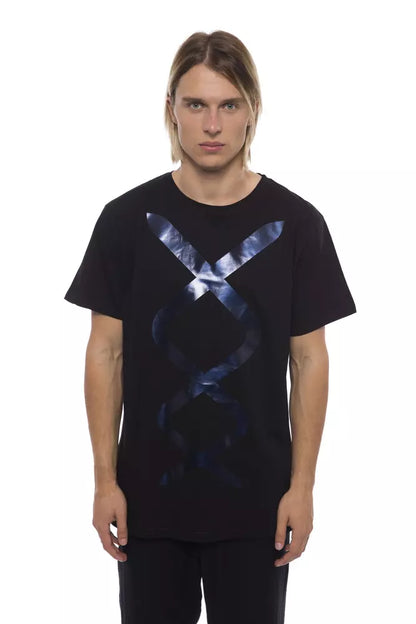 Nicolo Tonetto Black Cotton Men T-Shirt with intricate prints and bold design
