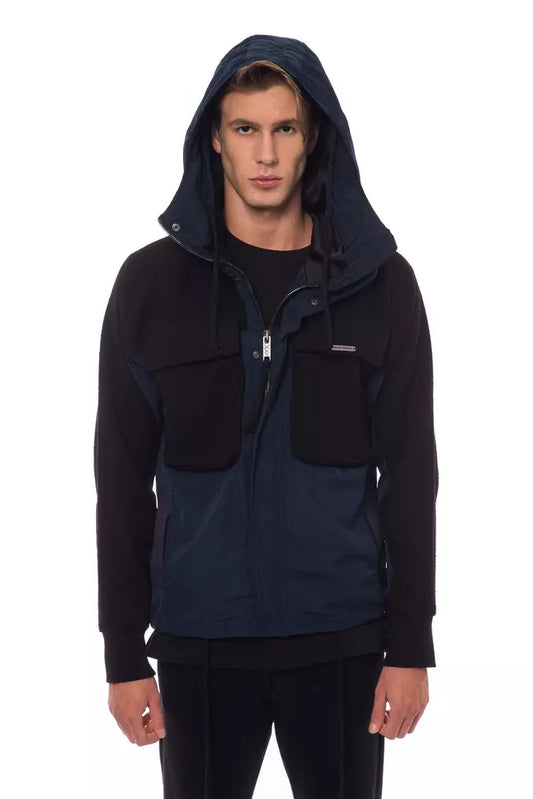 Nicolo Tonetto black wool men jacket with hood and polyester lining