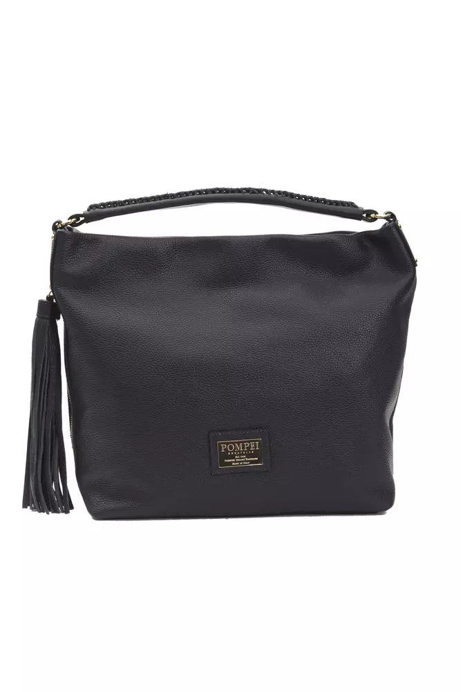 Luxurious gray leather women shoulder bag with adjustable shoulder strap