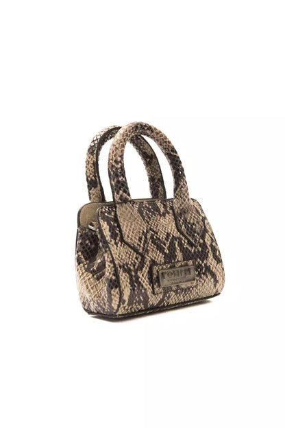 Luxurious Pompei Donatella Leather Mini Tote in brown with adjustable straps