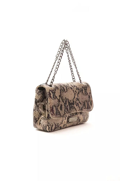 Luxurious Pompei Donatella brown leather women crossbody bag with embossed logo