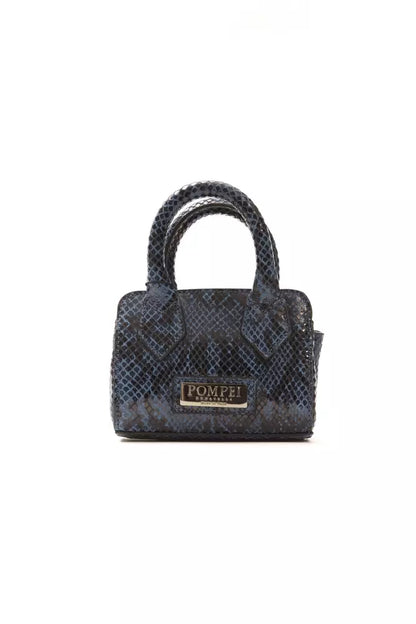Pompei Donatella Blue Leather Women Tote with chic python print and adjustable straps