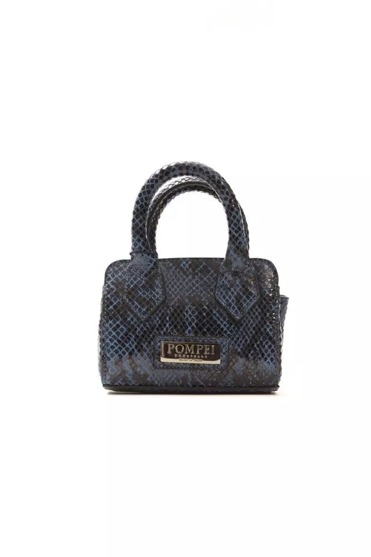 Pompei Donatella Blue Leather Women Tote with chic python print and adjustable straps