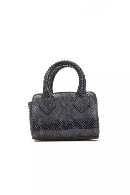 Sophisticated blue leather tote handbag with visible logo and dustbag for protection