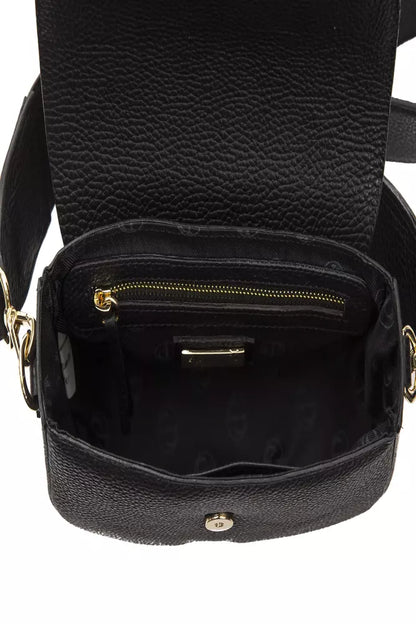Elegant black leather crossbody bag, emblem of fashion excellence