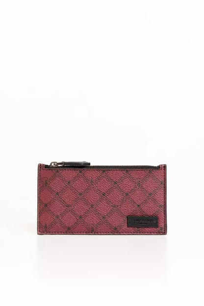 Trussardi Red Crespo Leather Men Wallet with all-over geometric theme