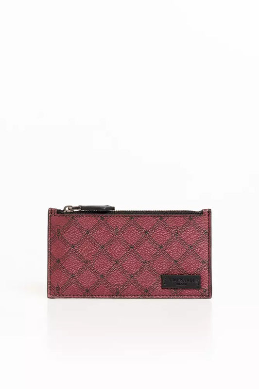 Trussardi Red Crespo Leather Men Wallet with all-over geometric theme