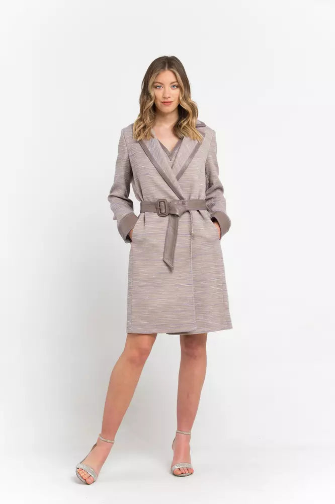Italian crafted Cotton Blend Coat with lavish lapels and waist cinching belt