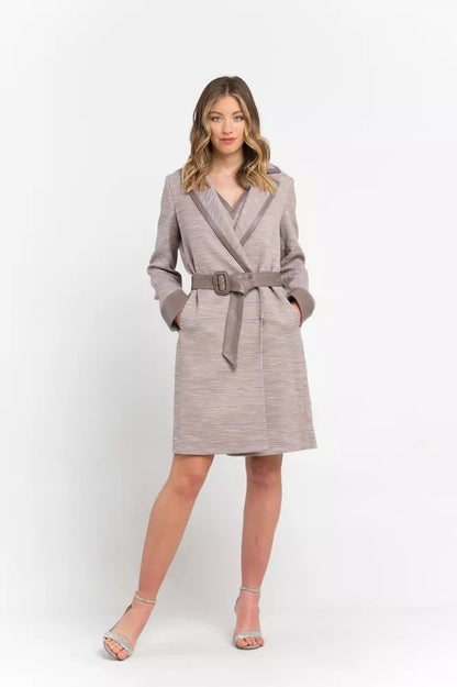 Italian crafted Cotton Blend Coat with lavish lapels and waist cinching belt