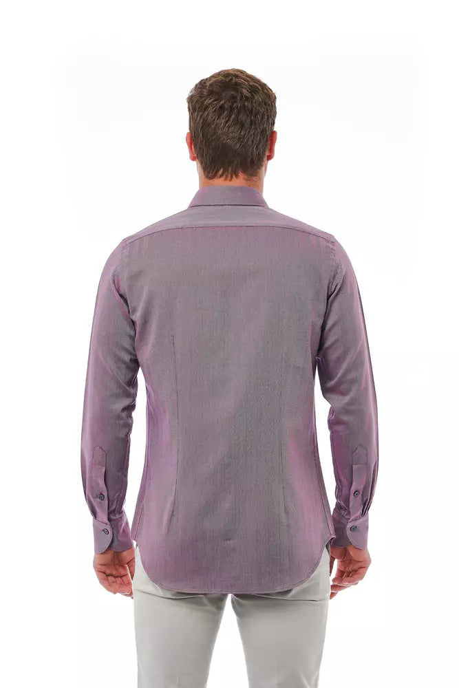 Bagutta Burgundy Cotton Men Shirt
