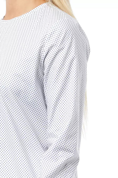 Italian design White Cotton Blouse with polka dot print and button closure