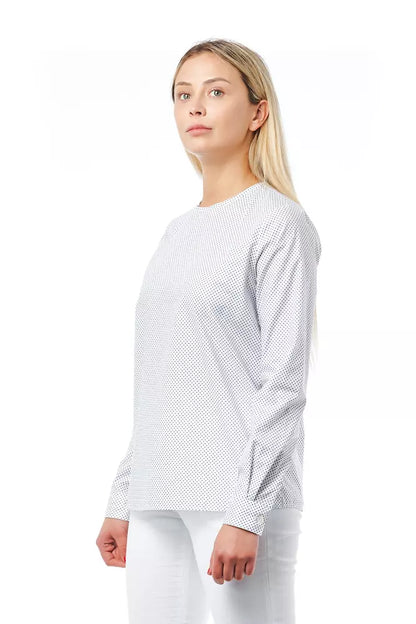 Bagutta White Cotton Women Blouse, 100% soft cotton with polka dot print