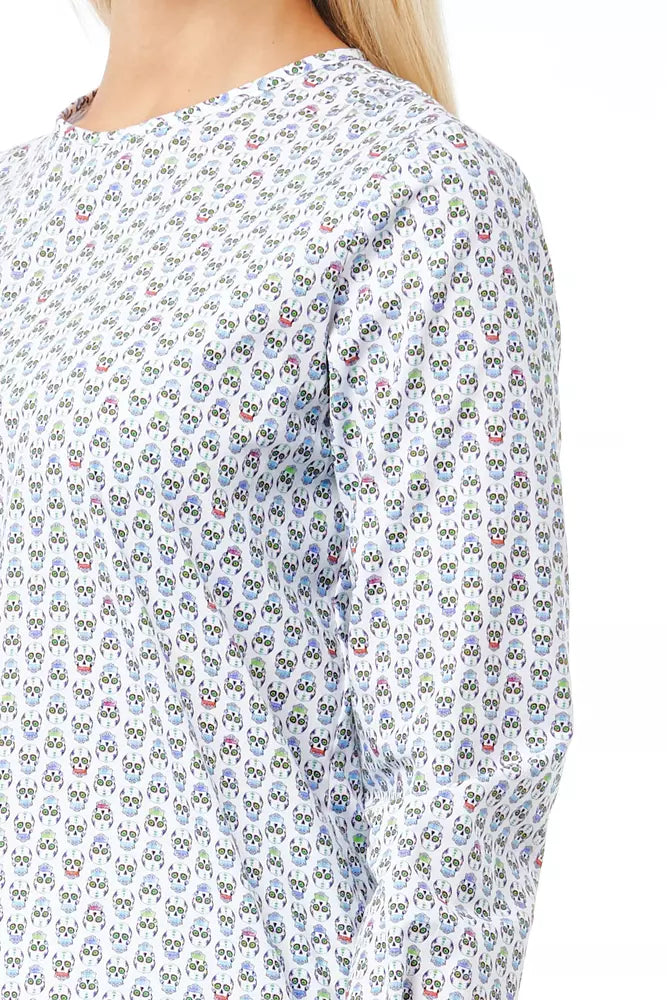 100% cotton blouse with sleek button closure at the neck