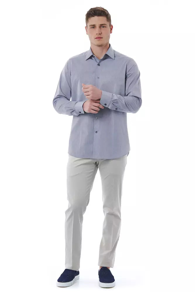Versatile Bagutta Gray Cotton Men Shirt for the discerning gentleman
