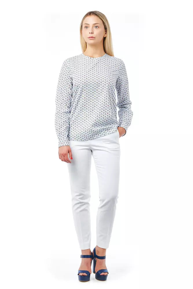 Elegant white cotton blouse from Bagutta with unconventional skull print