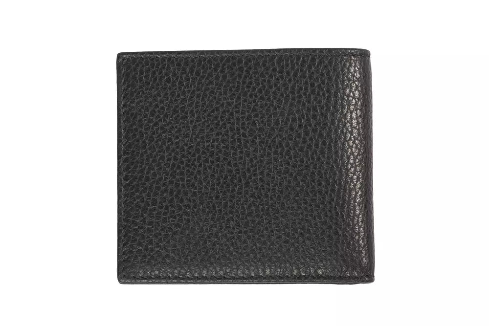 100% premium embossed leather Trussardi men’s wallet in sleek black hue