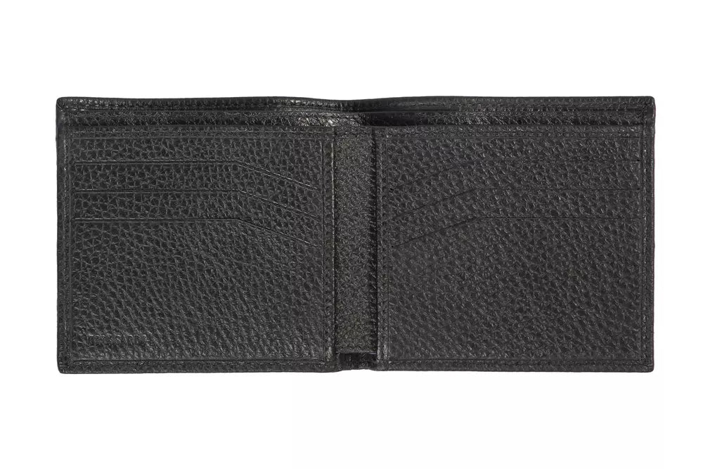 Practical and spacious Trussardi Black Leather Men Wallet with coin compartment and card slots
