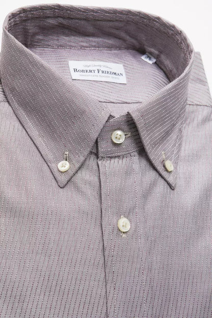  Beige 100% cotton regular fit button-down shirt 