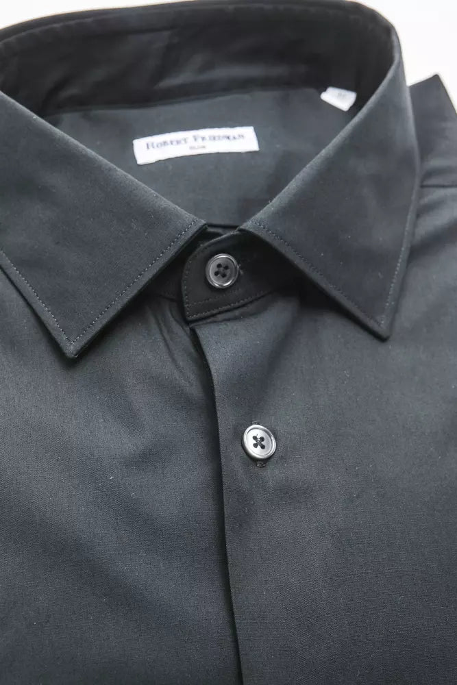 Sophisticated and modern black cotton shirt for fashion-forward individuals