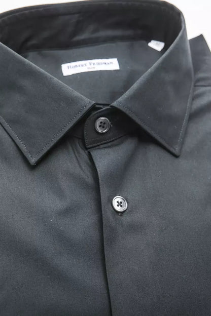 Sophisticated and modern black cotton shirt for fashion-forward individuals