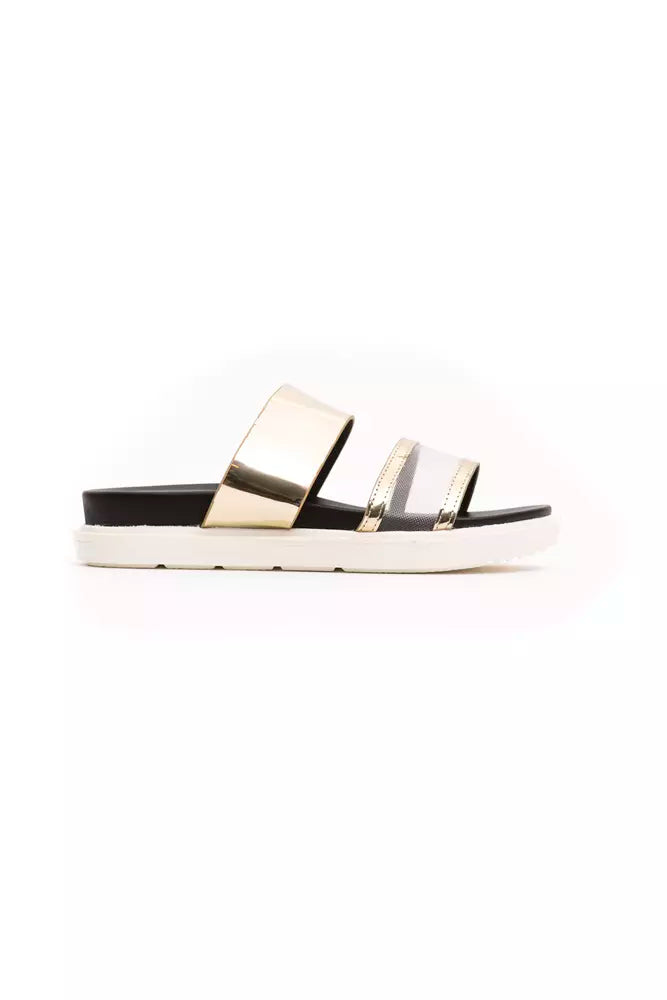 Dazzling gold low sandals with rhinestones and 35cm heel 