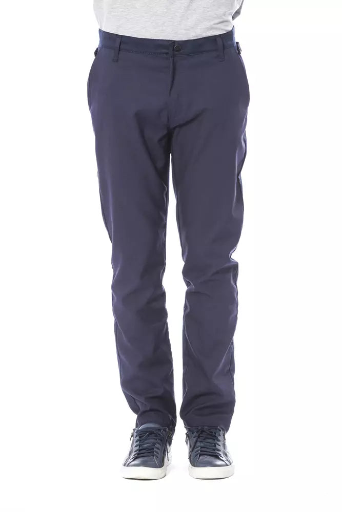 Impeccably tailored Verri Blue Polyester Men's Pant with bold blue hue