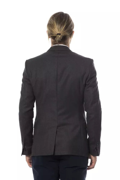 Verri Gray Wool Men Blazer with Notched Lapels and Two Button Closure