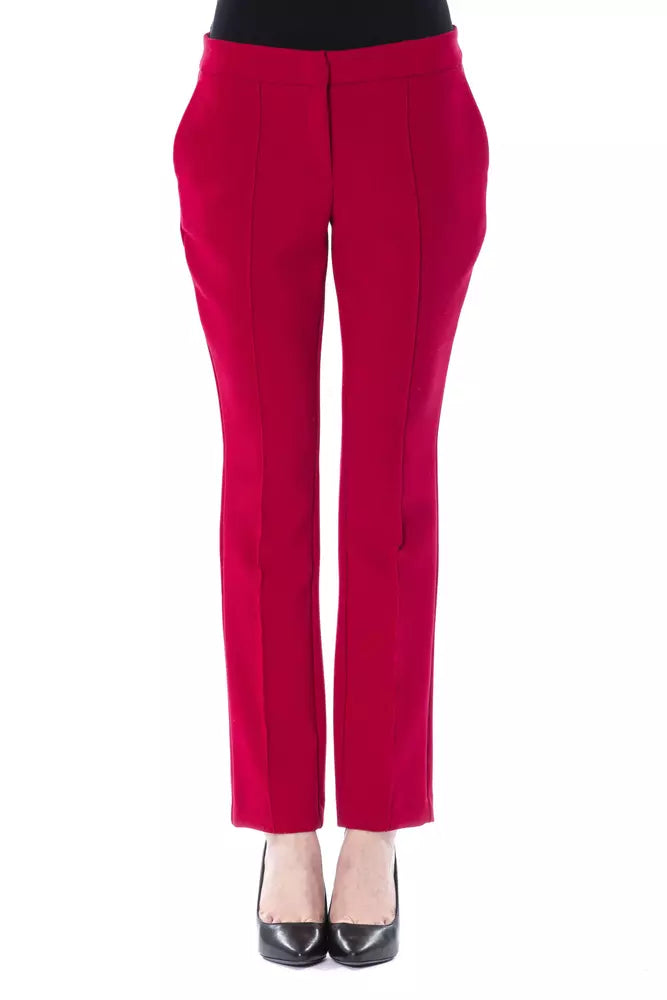 Stunning fuchsia polyester women pants tailored for exquisite slim fit