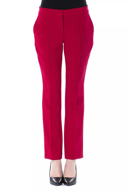 Stunning fuchsia polyester women pants tailored for exquisite slim fit