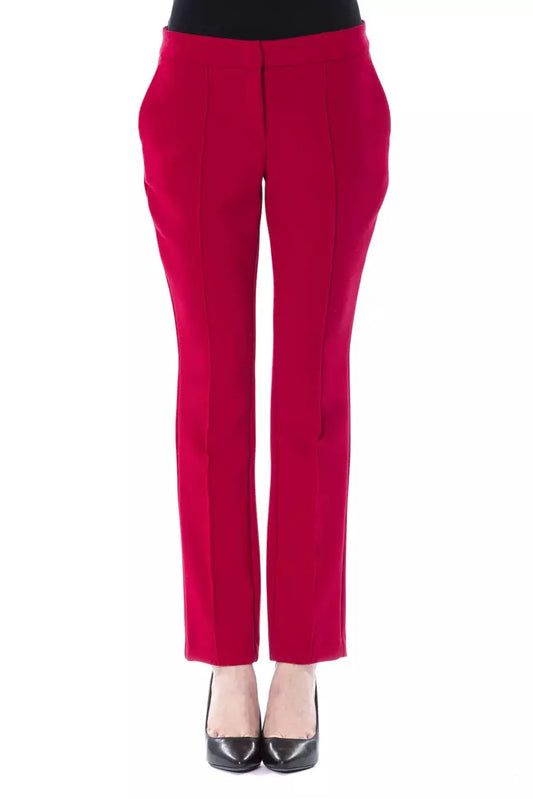 Stunning fuchsia polyester women pants tailored for exquisite slim fit