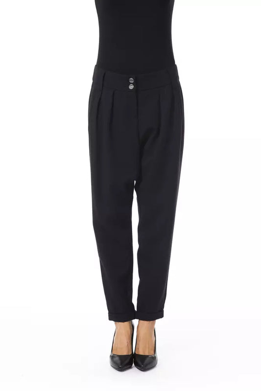 BYBLOS Black Polyester Women Pant with American front pockets and back pockets