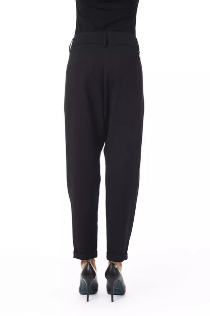 Black oversized pants offering a flattering drape and flexible wear