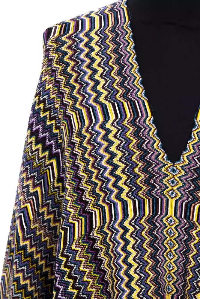 Luxurious Missoni Multicolor Wool Women Poncho made of 50% wool and 50% acrylic blend