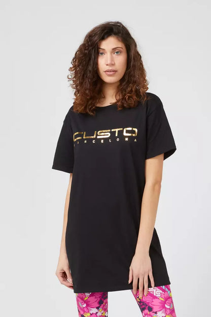 Custo Barcelona Black Cotton Women T-Shirt with captivating front print