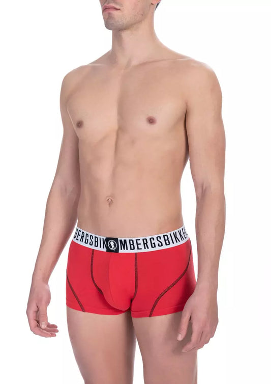Bikkembergs Red Cotton Men Underwear Trunk Pack, crafted with cotton and elastane for breathability and stretch 