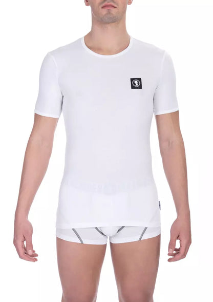 Bikkembergs White Cotton Men's T-Shirt made with 95% quality cotton and 5% elastane for perfect fit and enduring comfort