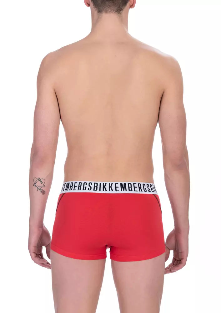  Luxurious Bikkembergs Trunk Bi-pack in vibrant red, perfect for the modern man's wardrobe essentials