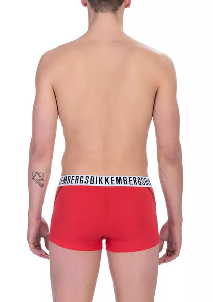  Luxurious Bikkembergs Trunk Bi-pack in vibrant red, perfect for the modern man's wardrobe essentials