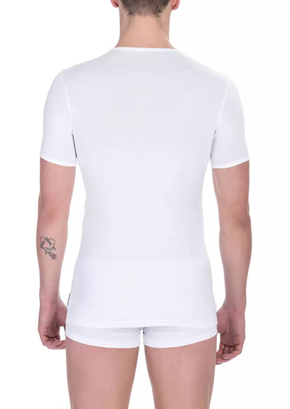 Luxuriously crafted Bikkembergs T-shirt Bi-pack Crew Neck in pristine white, originating from skilled artisans of Bangladesh