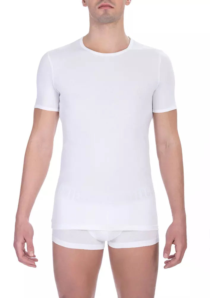 Stunning white T-shirt with crew neck, 95% cotton, 5% elastane