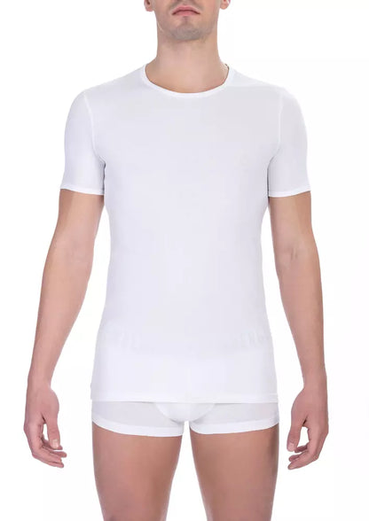 Stunning white T-shirt with crew neck, 95% cotton, 5% elastane